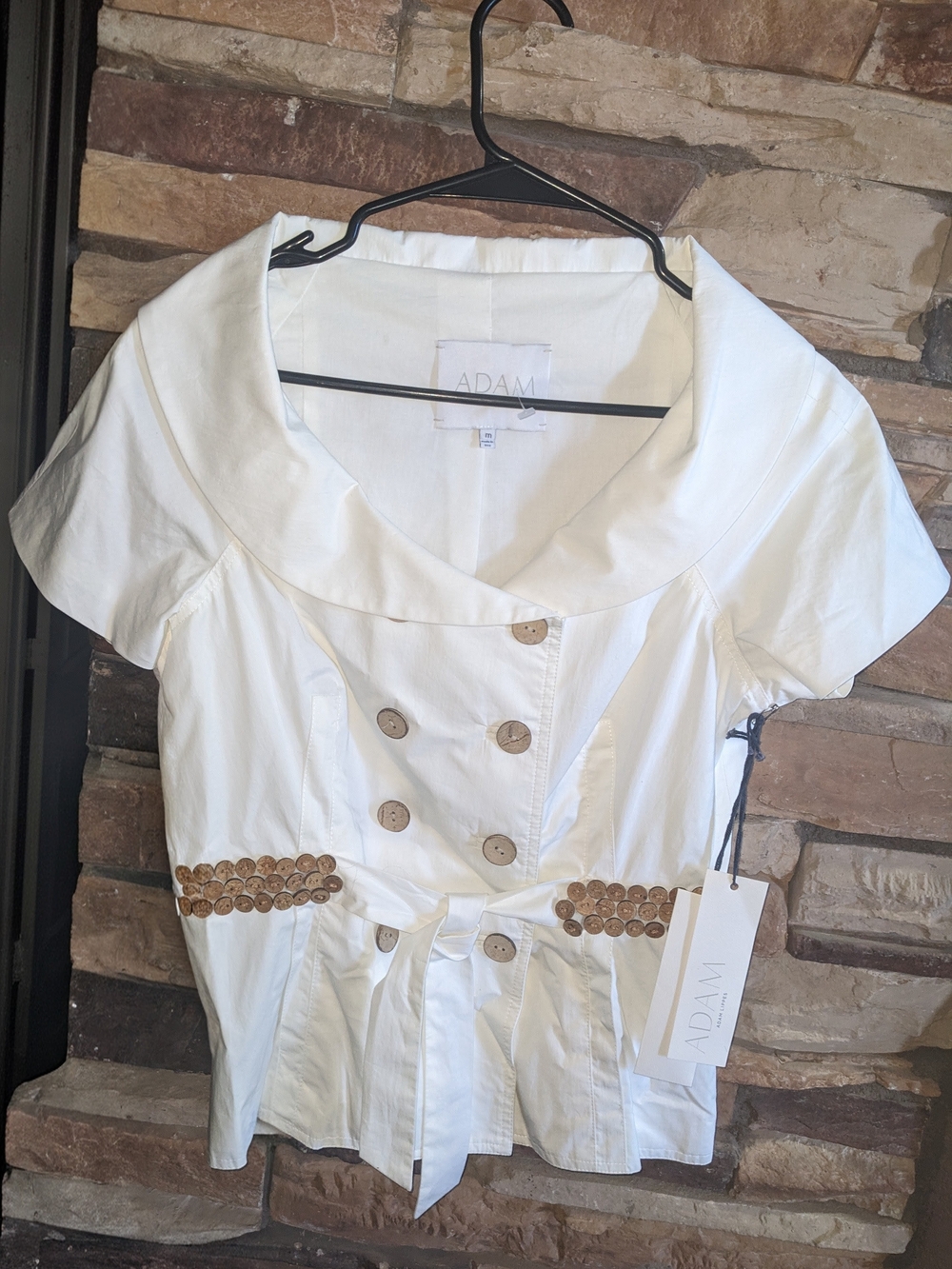 🗽 Adam Lippes Portrait Collar Off-White Top